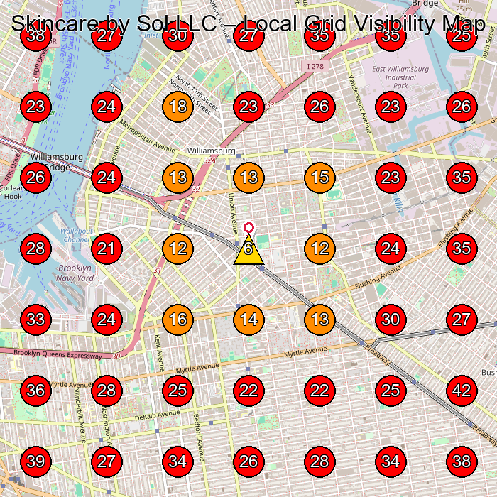Skincare by Sol LLC GeoGrid visibility map for Facial Spa in Brooklyn